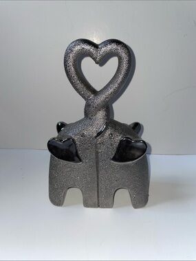 Decorative Silver Elephant Heart Sculpture